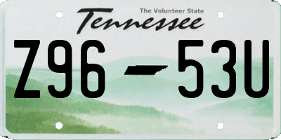 TN license plate Z9653U