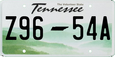 TN license plate Z9654A