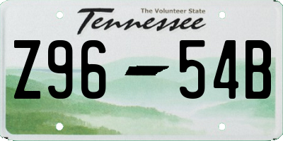 TN license plate Z9654B