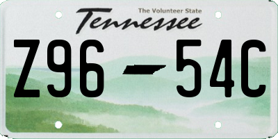 TN license plate Z9654C