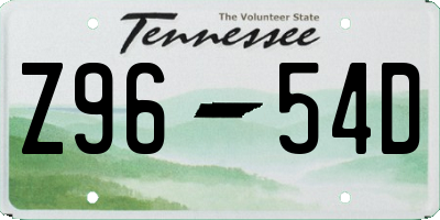 TN license plate Z9654D