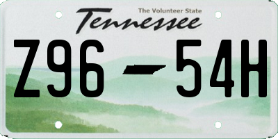 TN license plate Z9654H