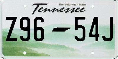 TN license plate Z9654J