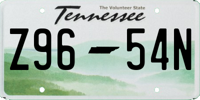TN license plate Z9654N