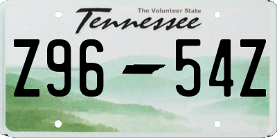 TN license plate Z9654Z