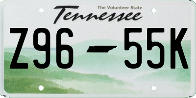 TN license plate Z9655K