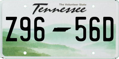 TN license plate Z9656D