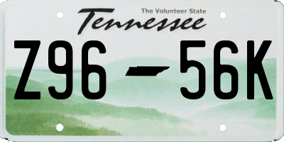 TN license plate Z9656K