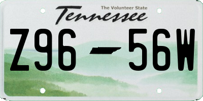 TN license plate Z9656W