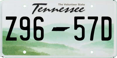 TN license plate Z9657D