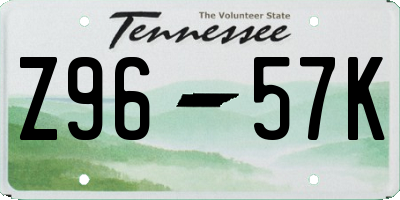 TN license plate Z9657K