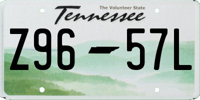 TN license plate Z9657L