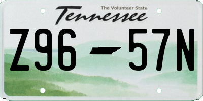 TN license plate Z9657N