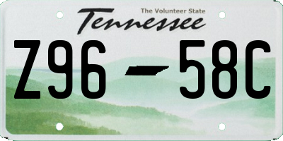 TN license plate Z9658C