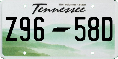 TN license plate Z9658D