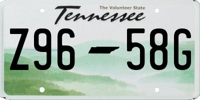 TN license plate Z9658G