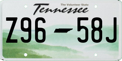 TN license plate Z9658J
