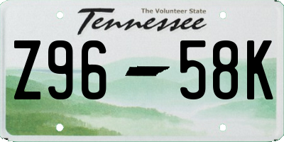 TN license plate Z9658K