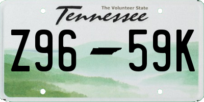TN license plate Z9659K