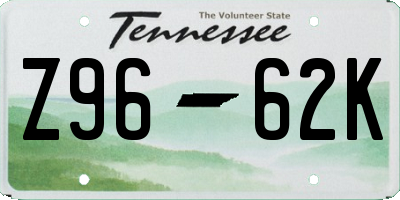 TN license plate Z9662K