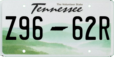 TN license plate Z9662R