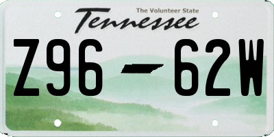 TN license plate Z9662W