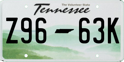 TN license plate Z9663K