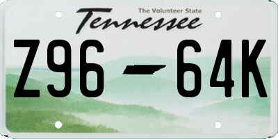 TN license plate Z9664K