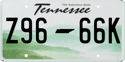 TN license plate Z9666K