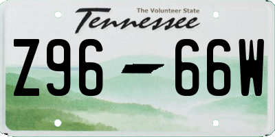 TN license plate Z9666W