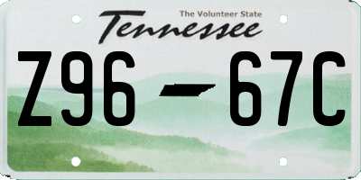 TN license plate Z9667C