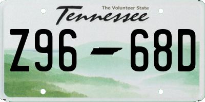 TN license plate Z9668D