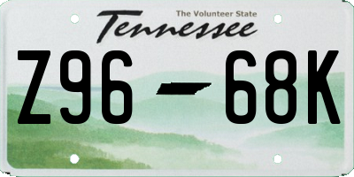 TN license plate Z9668K