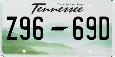 TN license plate Z9669D