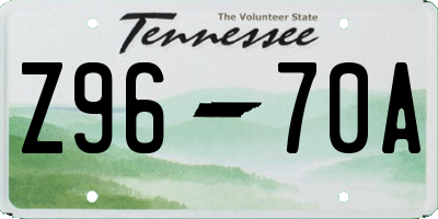 TN license plate Z9670A