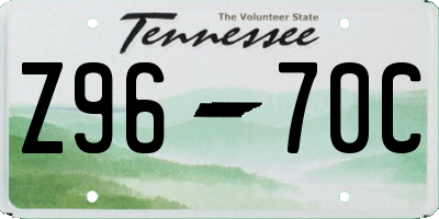 TN license plate Z9670C