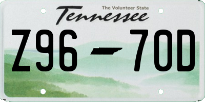 TN license plate Z9670D