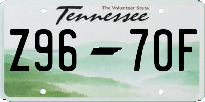 TN license plate Z9670F