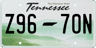 TN license plate Z9670N