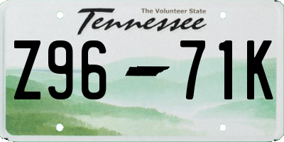 TN license plate Z9671K