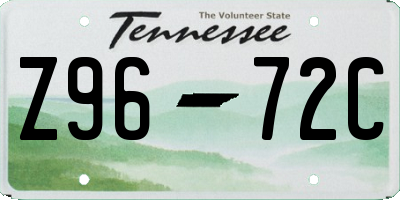 TN license plate Z9672C