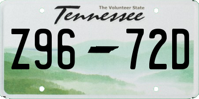 TN license plate Z9672D