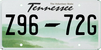 TN license plate Z9672G