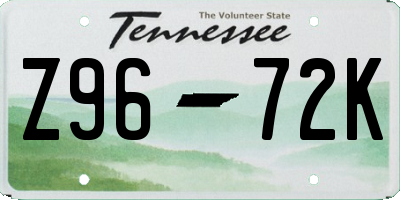 TN license plate Z9672K