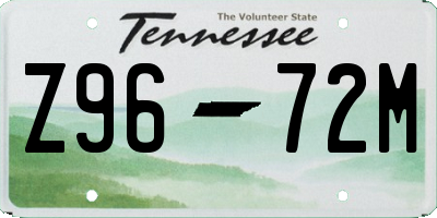 TN license plate Z9672M