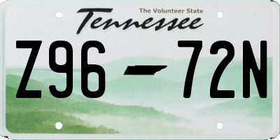 TN license plate Z9672N