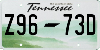 TN license plate Z9673D