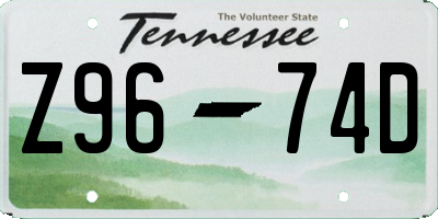 TN license plate Z9674D
