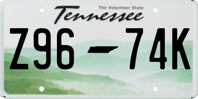 TN license plate Z9674K