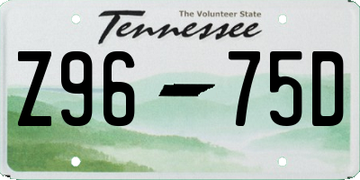 TN license plate Z9675D